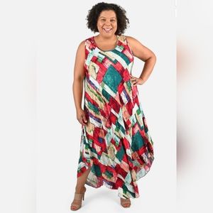 NEW NWOT Plus Size Tamsy Blue,Green,White, Black Umbrella Dress Fits ( 1X-3X)